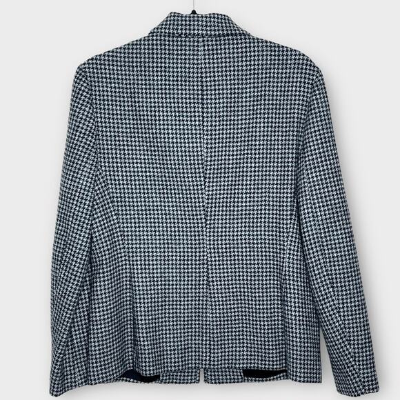 LAUREN RALPH LAUREN lambswool black & gray houndstooth zip blazer size 8 preppy - Picture 3 of 5
